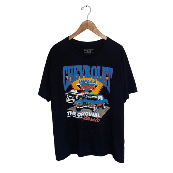 Chemistry T-Shirt Men’s Size Extra Large XL Black Chevrolet Impala 1980s Vintage - Picture 1 of 5